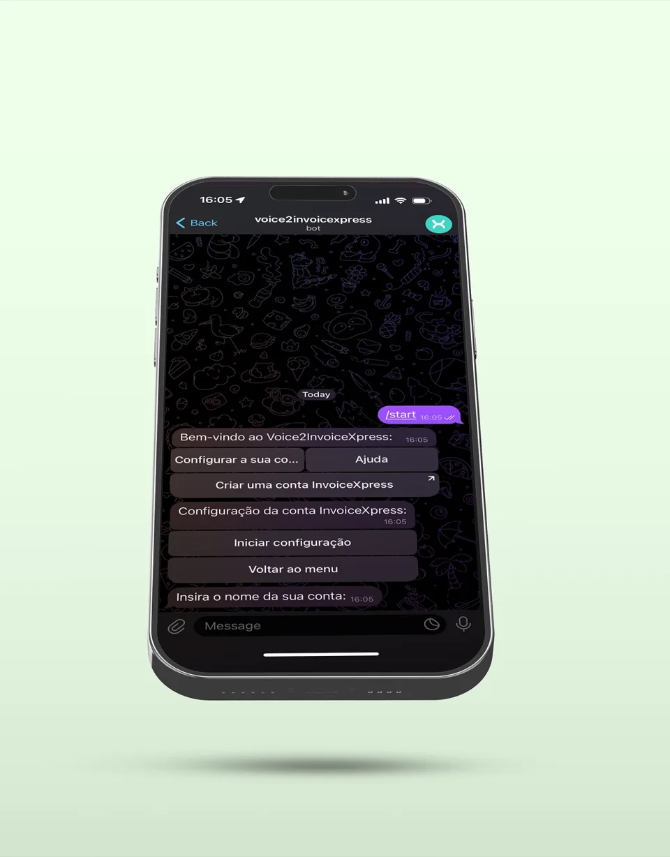 Interface do projeto Voice 2 Invoice