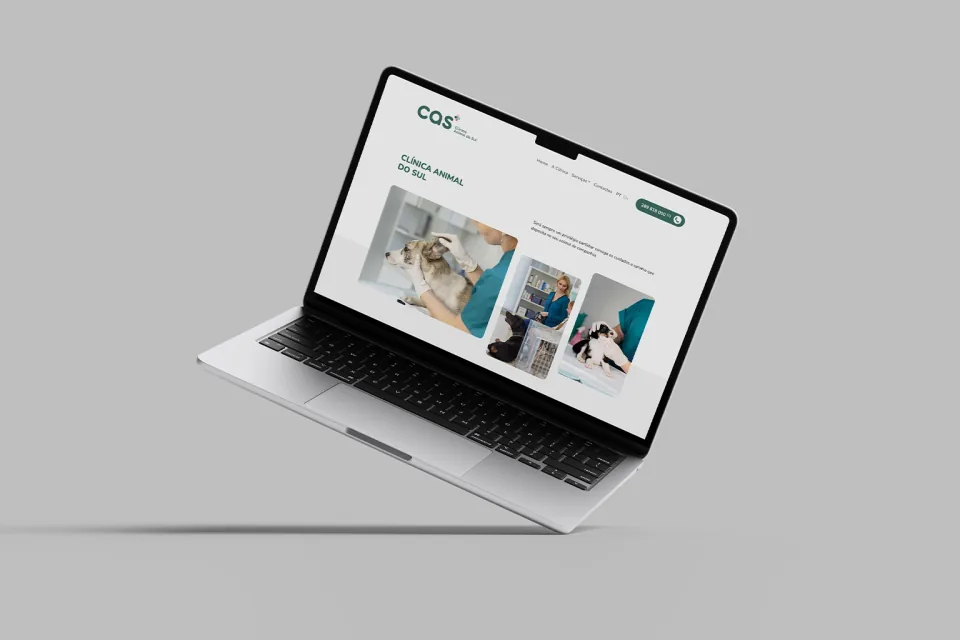 Páginas de serviços do website da Clínica Animal do Sul