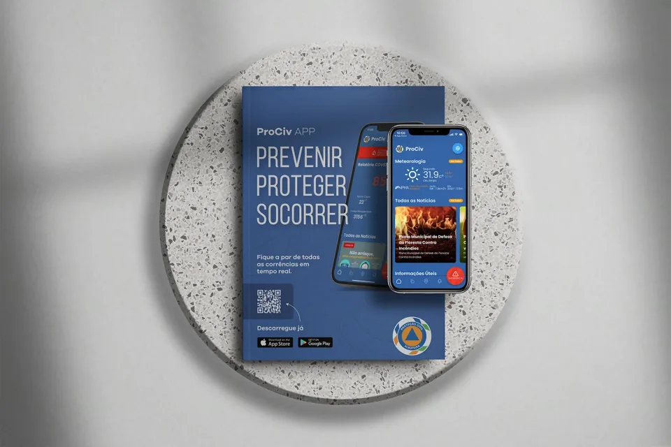 Ecrãs da aplicação da Proteção Civil de Albufeira